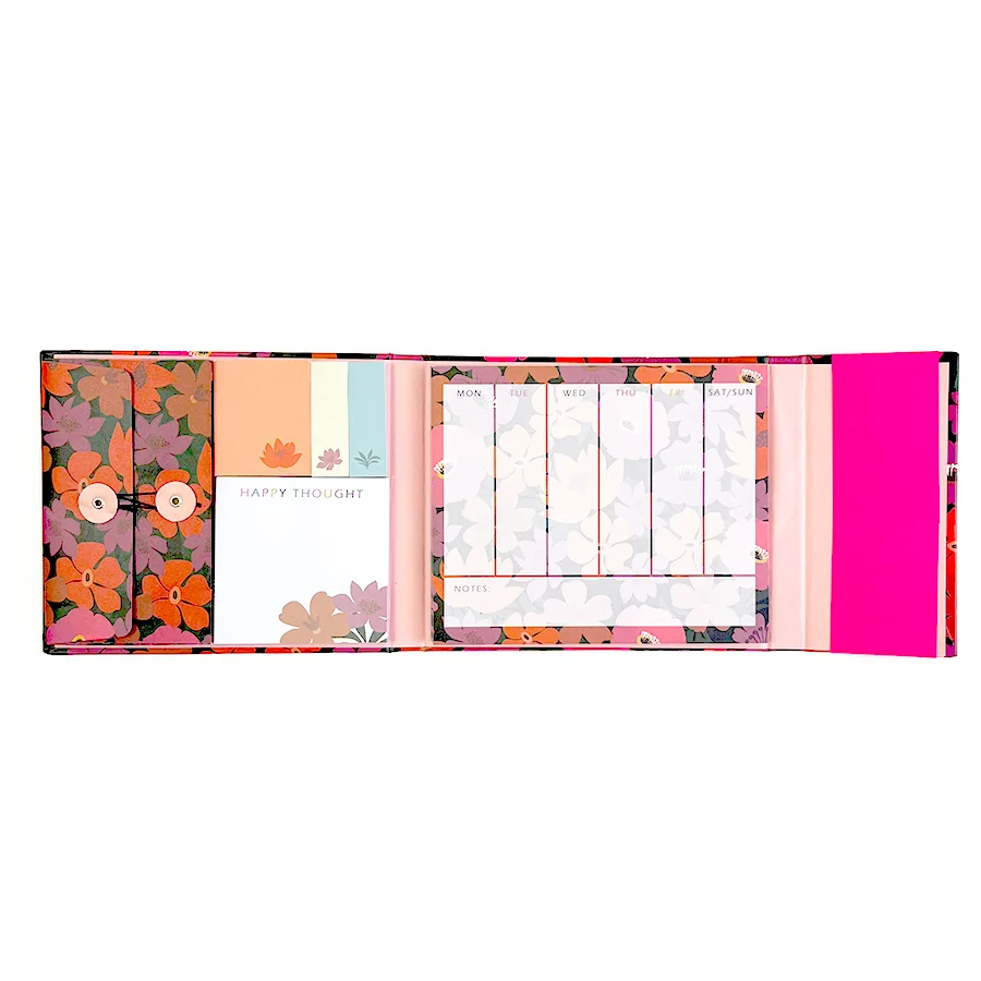 Sticky Notes Pad Office Notepad Set Personalized With Colors Sticky Noted With Logo Red Floral StorageRed With Compartments