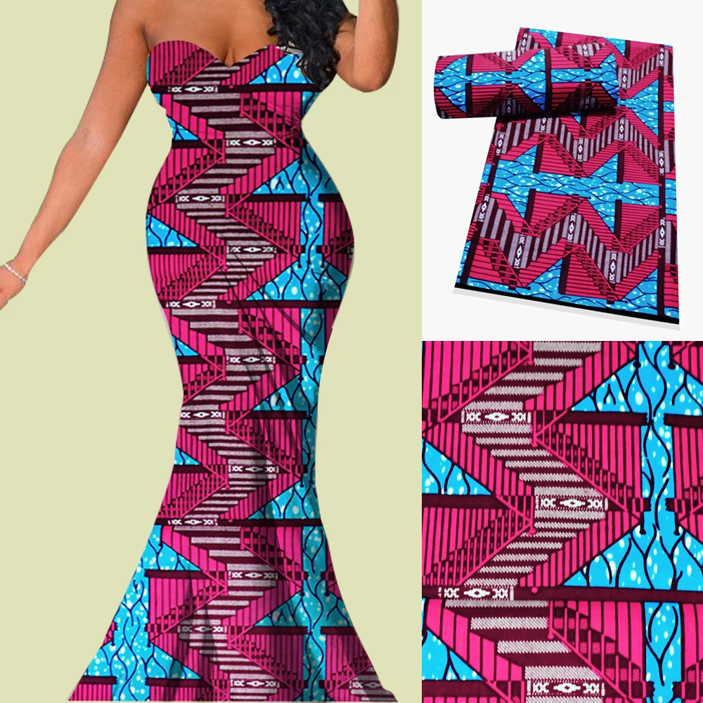 Ткань из Анкары, африканская восковая Ткань, 100% хлопок, восковая ткань kente V1136