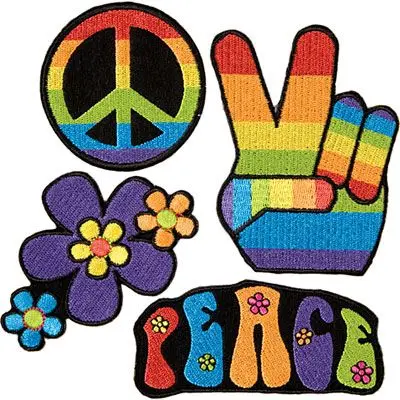 Peace Sign Symbol Peace Hand Sign Flowers Peace Hippie Applique Set