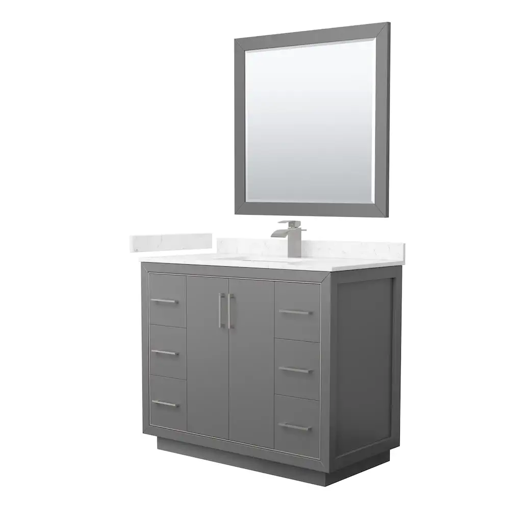 42 In. Canadian Style Bathroom Vanity With Sink Deep Grey Matte Paint ...
