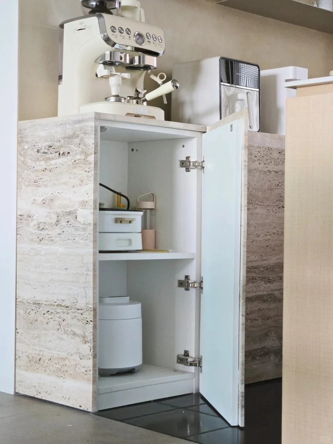 product customizable wabi sabi style natural travertine cabinets indoor kitchen and bathroom marble cabinets-2