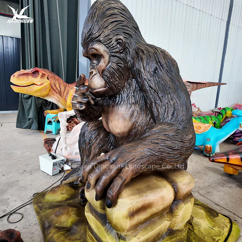 China Manufacturer Life Size Animatronic Animals Gorilla Model for Jungle Zoo Park Decoration Props Realistic Chimpanzee Statue