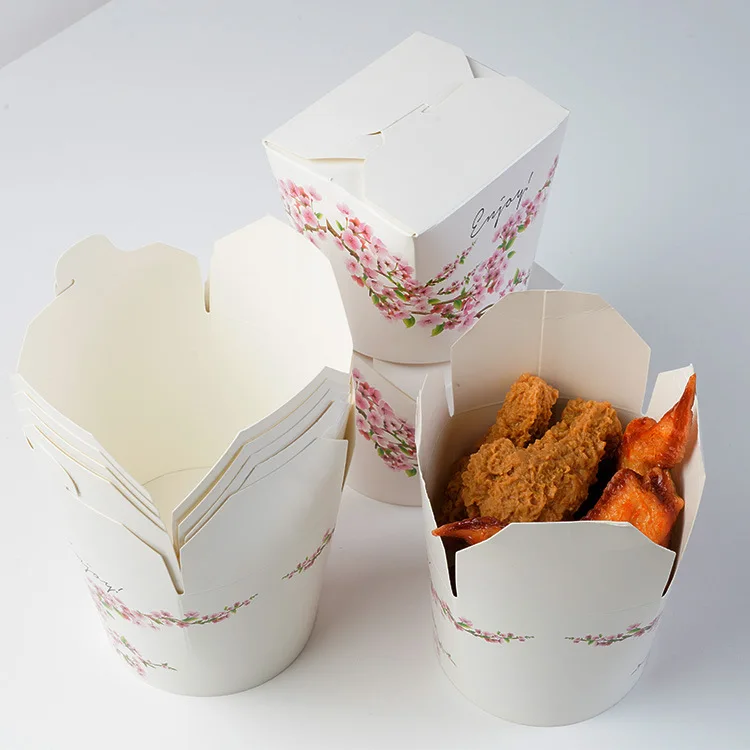 24oz Noodle Box Italian Paper Lunch Box Disposable Food Packaging Box Double Coated Round Paper Drum