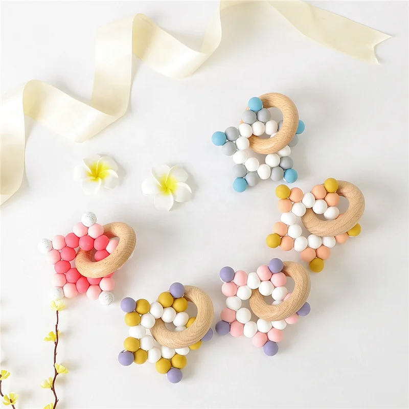 Silicone store bead teether