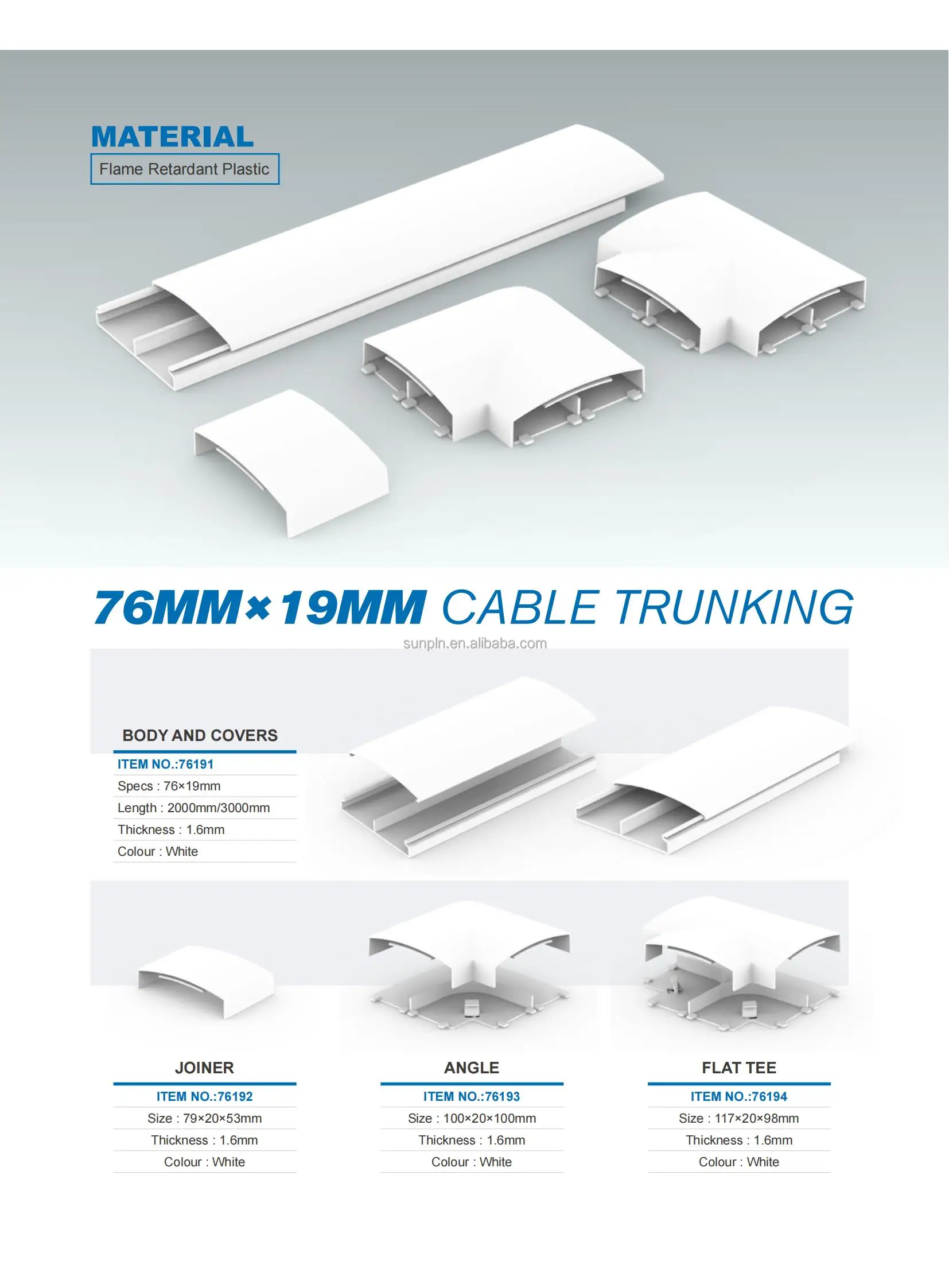 PVC Slotted Wiring Ducts / Raceway Cable Trunking Fire-Retardant (20mm