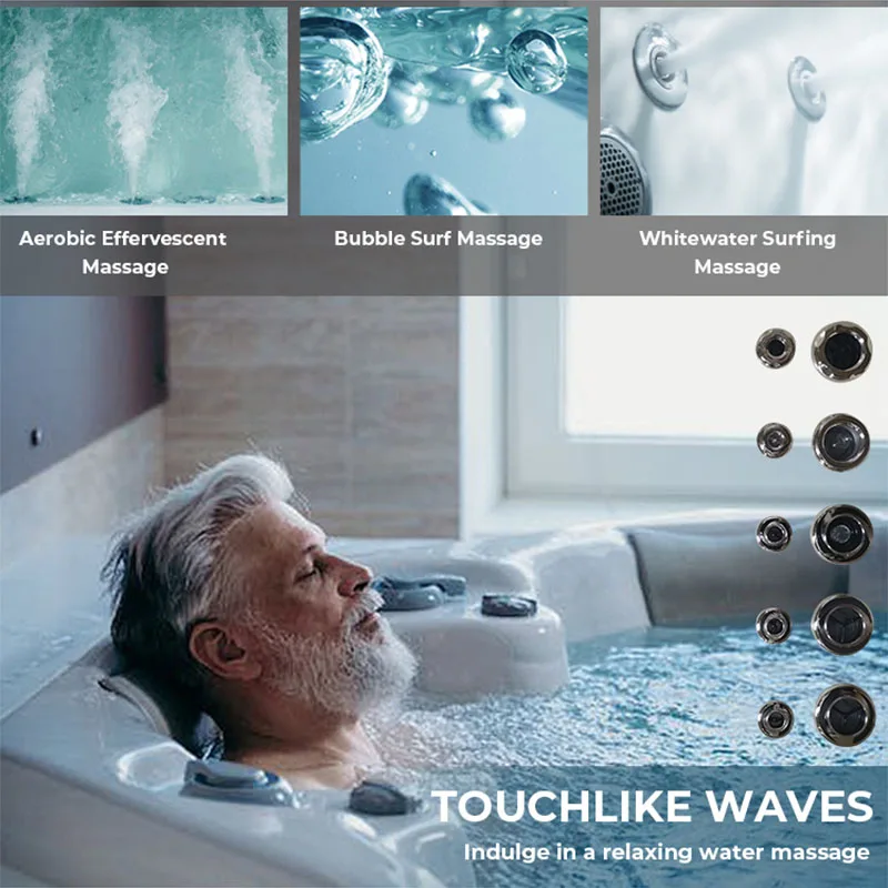 Europe Balboa Control 140 Jets Whirlpool Outdoor Spa Hot Walk in Tub Shower Combination With Jacuzzier Function