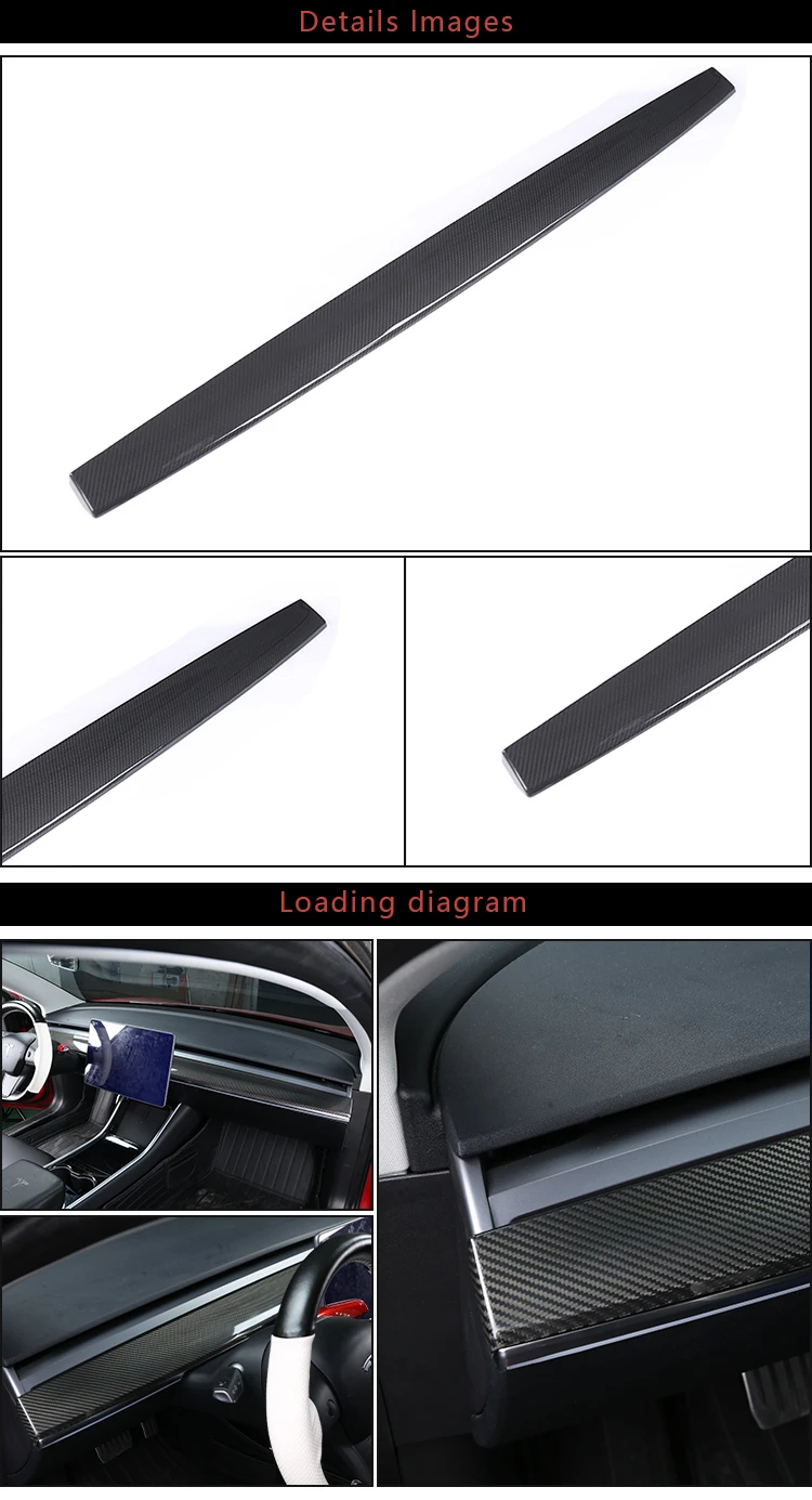 Dry Carbon Fiber Cover 1pc Dashboard Cover For Tesla Model 3 Model Y