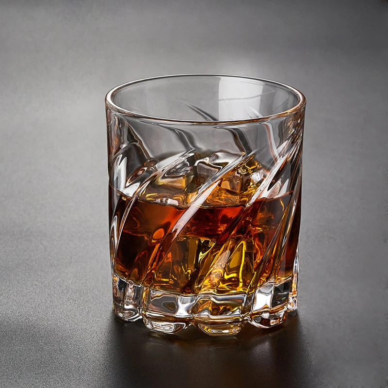 Creative Spiral Pattern Whiskey Glass Crystal Spinning Whisky Glass for Ba
