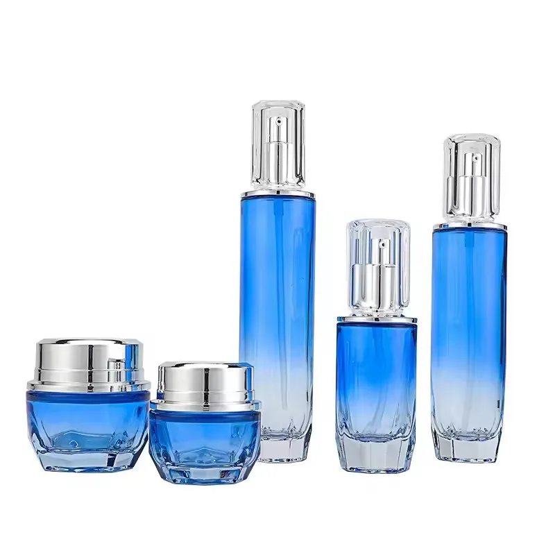 OEM Beauty glass  skincare container 30g50g40ml100ml120ml toner lotion serum cream cosmetic packaging set cosmetic glass bottles