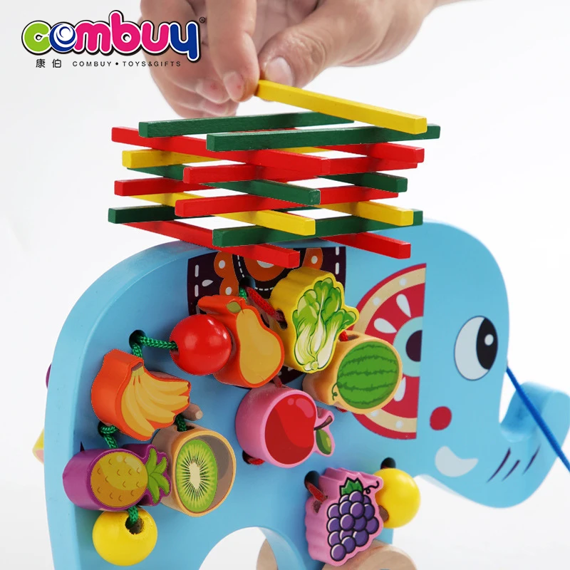 Early Education Balance Beaded Animals Cart Wooden Toys Baby