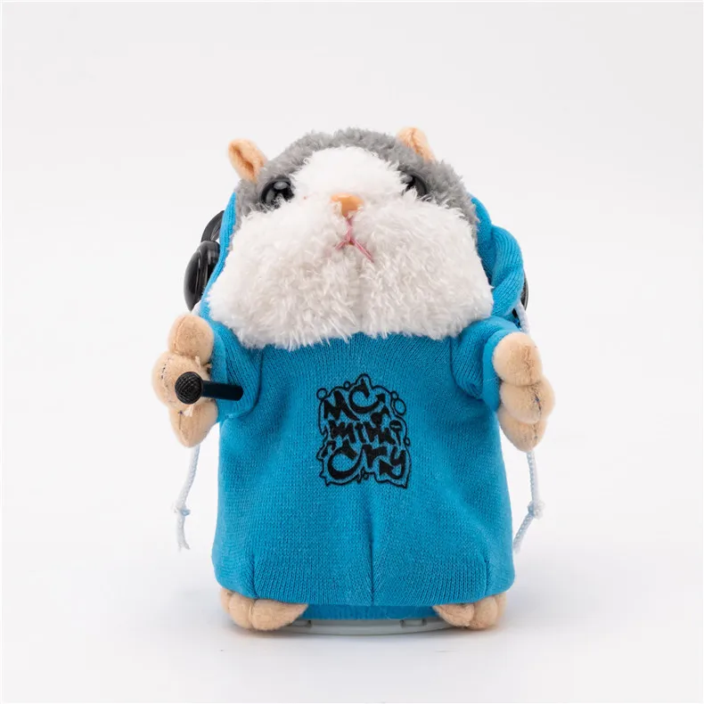 Cute talking hamster plush toy with hat and cloth recording toys Alibaba