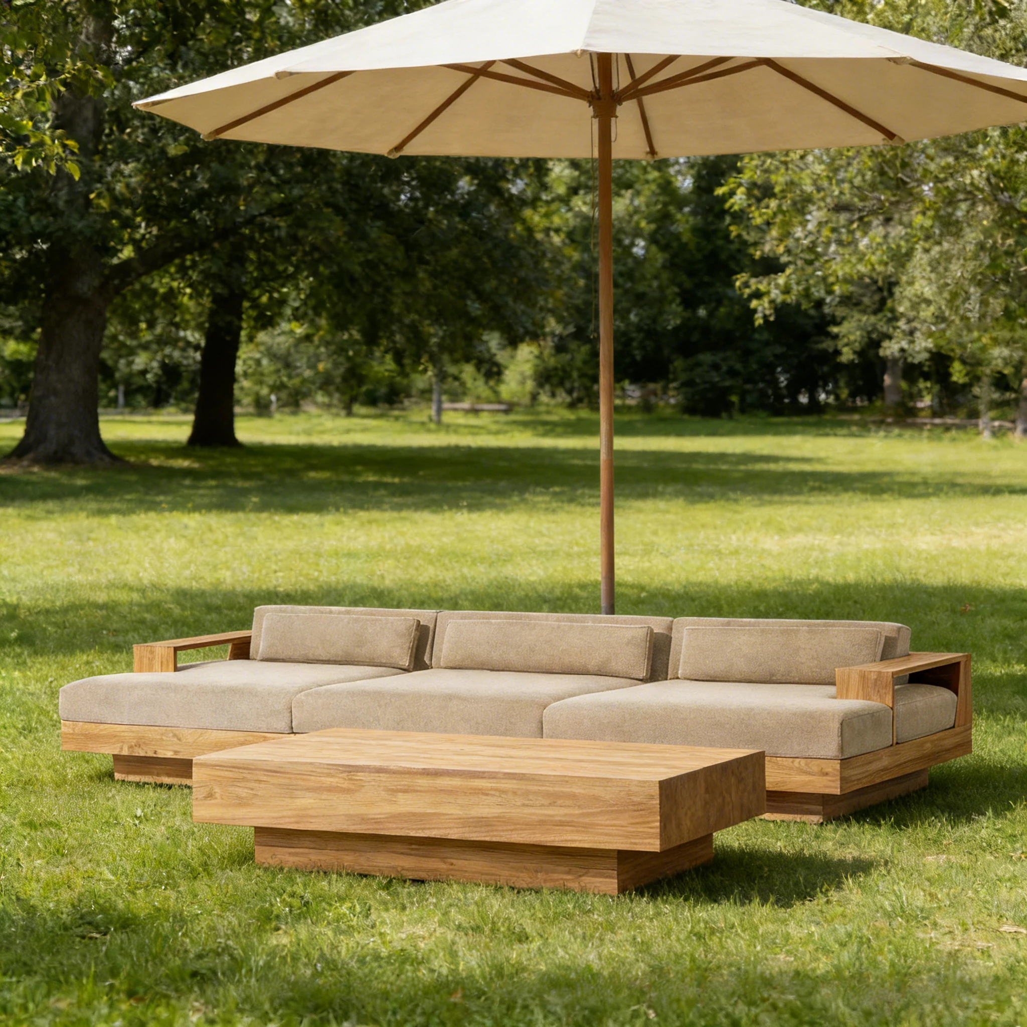 Modern Rectangle Teak Table Engineered for All-Weather Use in Outdoor Restaurant Villa and Garden Settings