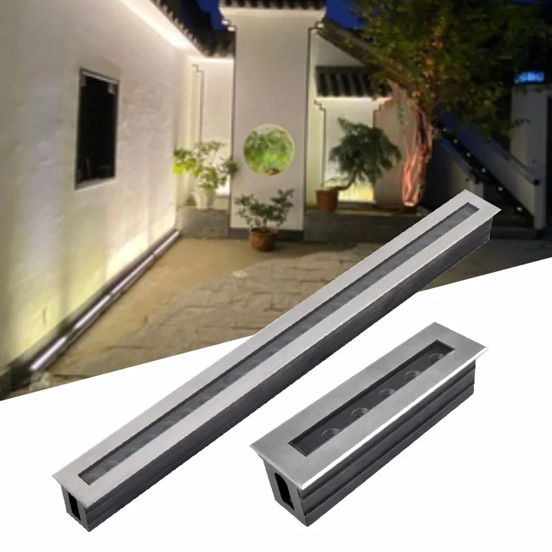 18W & 24W IP65 Waterproof LED Linear Inground Strip Light Outdoor Underground Linear Inground Light 10-12 Meter