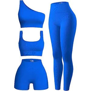 2026 High-Grade Four-Piece Women's Yoga Sports Set Breathable Short-Sleeved Pilates Training Top and Bottom Clothing