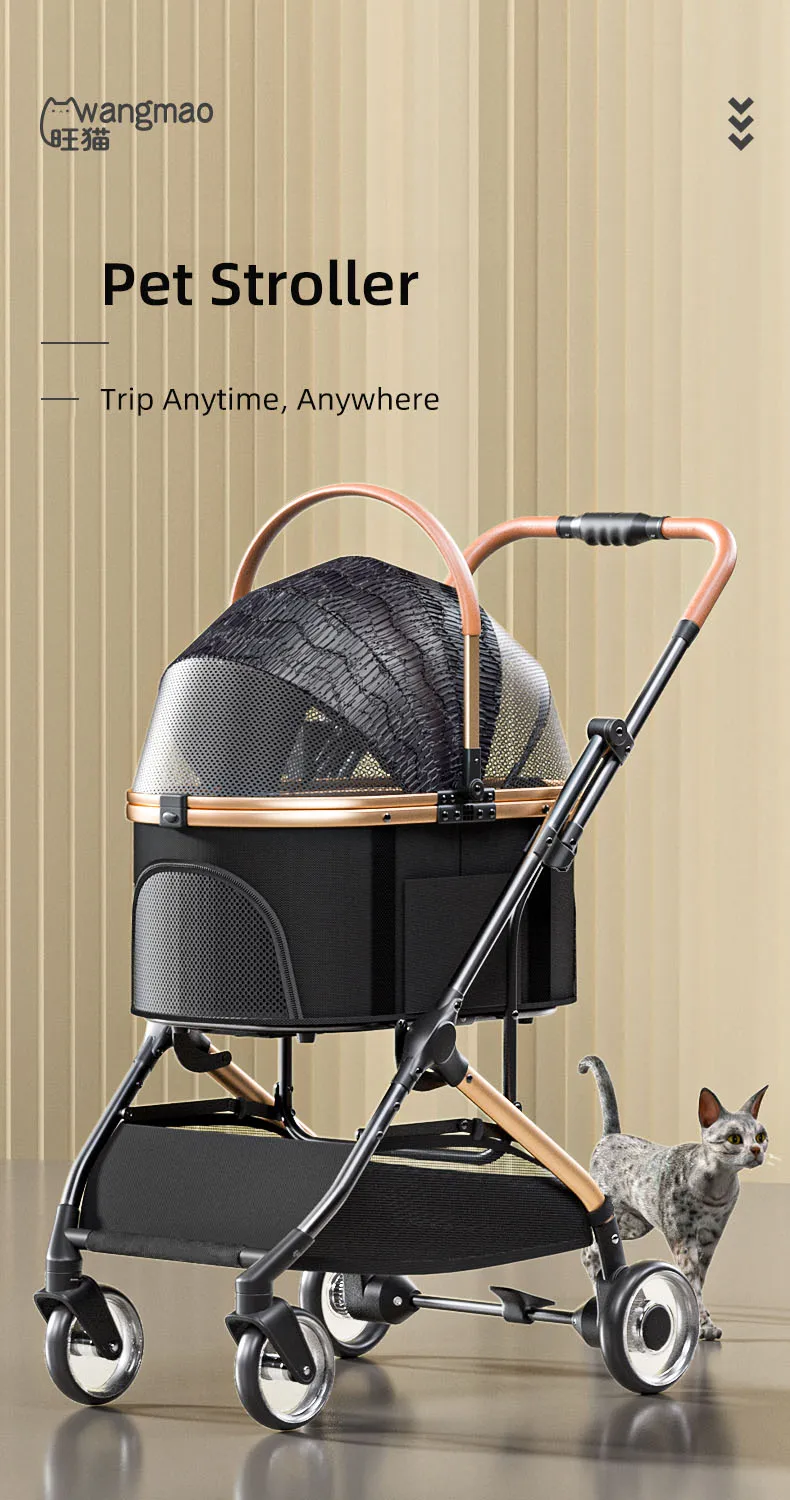 Fashion Luxury Pet Stroller For Cat And Dog Outdoor Walking With High