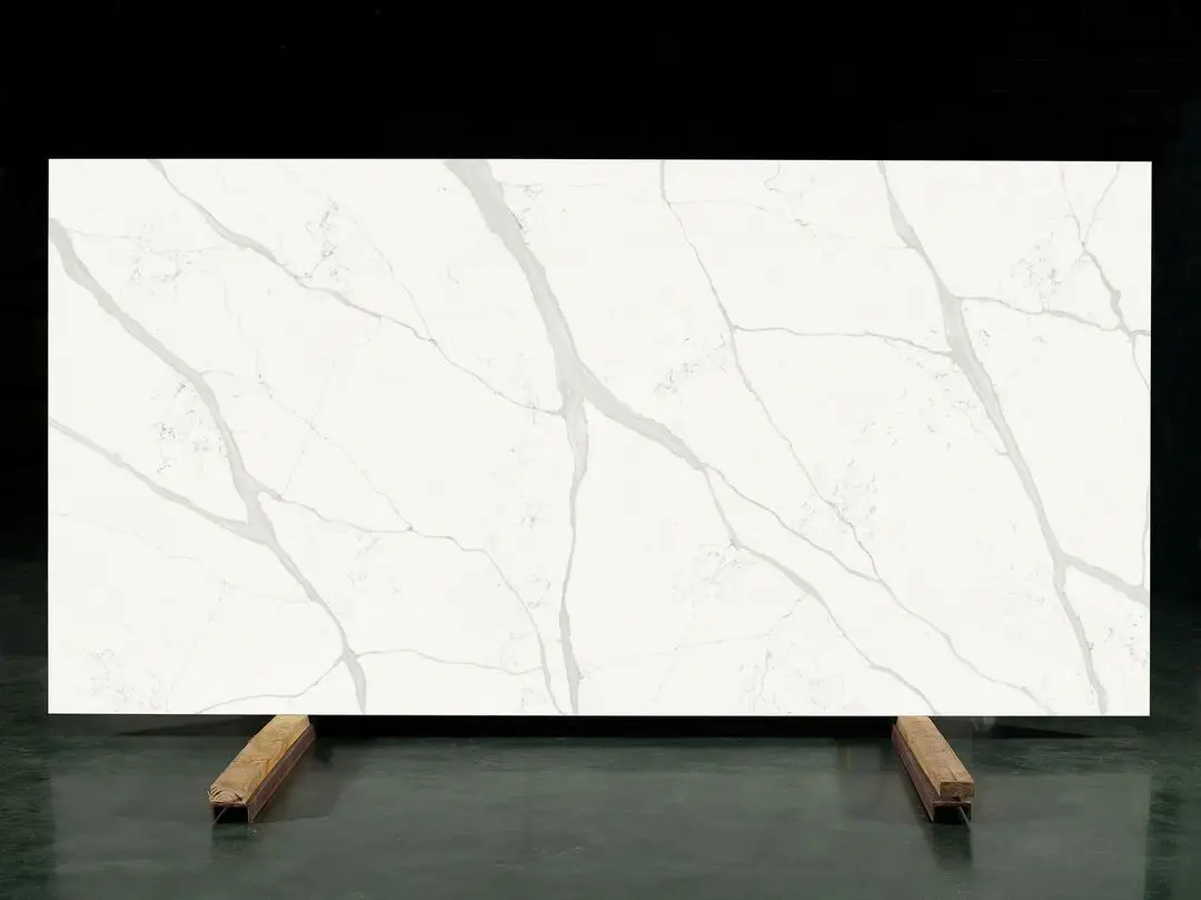 YDSTONE Engineered Quartz Kitchen Countertop White Calacatta Quartz Countertop Stone Slab Artificial Stones supplier