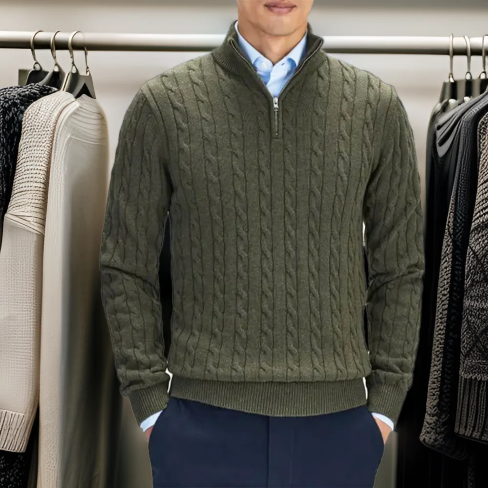 🔥New arrivals offer-Men's Casual Half-Zip Cable-Knit Sweater