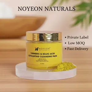 Private  logo  Turmeric and Kojic Acid Pads  Exfoliating Face Cleansing Pad  Oem Private Label Skincare