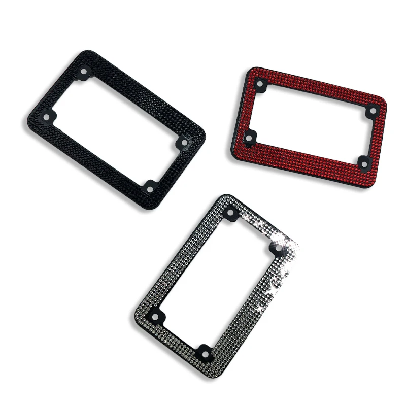 Luxury Bling Colorful Crystal Diamond Rhinestone Aluminium USA License Plate Frame for Motorcycle