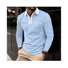 Hot Selling Men's Polo Shirts Slim Fit Long Sleeve Summer Clothing Lapel  Pocket Cotton Polyester Sports Golf Polo T-shirt