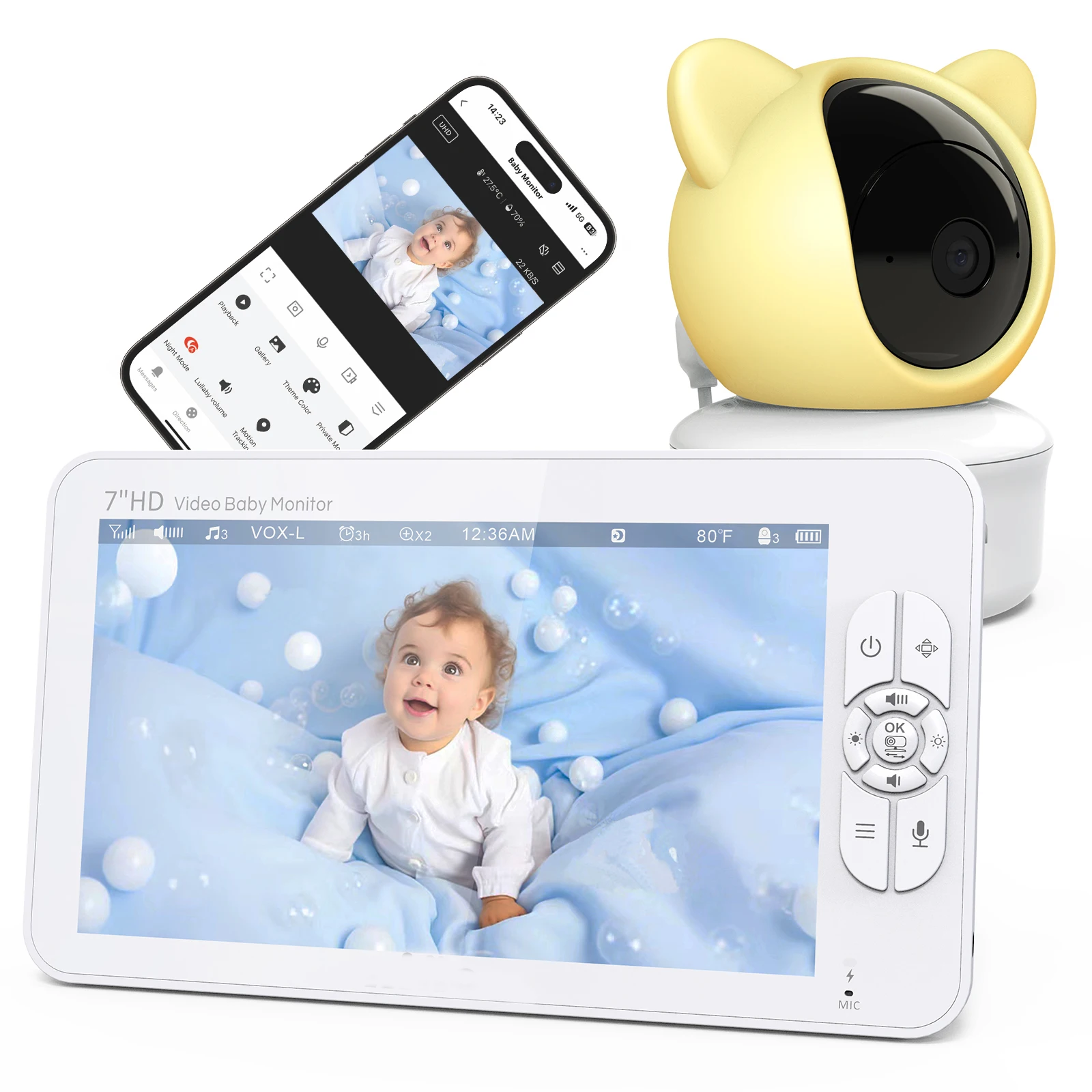 7inch 1080P WiFi Video Smartree New Products Baby Phone Camera Baby Monitor  With Tuya App