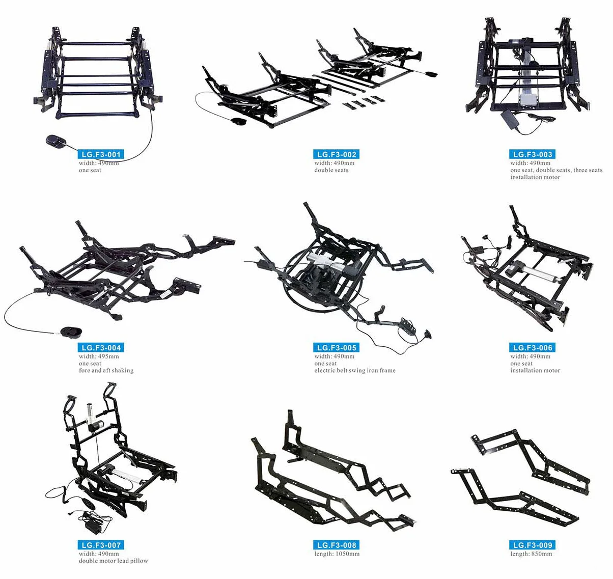 Black Electric Recliner Chair Mechanism Seat Recliner Metal Frame Chair