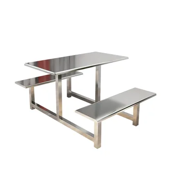 4-Person School Canteen Stainless Steel Dining Table Chair Set  for 6 People Factory Direct Restaurant Set