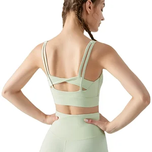 2023 OEM ODM Sexy Push up Bra Fitness Women Seamless Bra With Pad Cross Back Gym Workout Women Yoga Bra Hollow Breathable