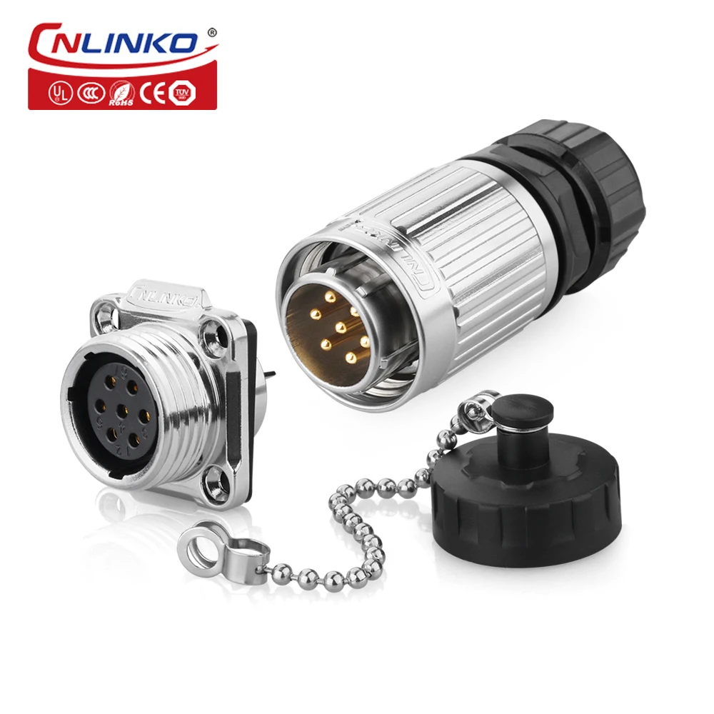7 Pin Metal Dc Power Connector Wire to Wire Male Female Plug Socket for Industrial Equipment