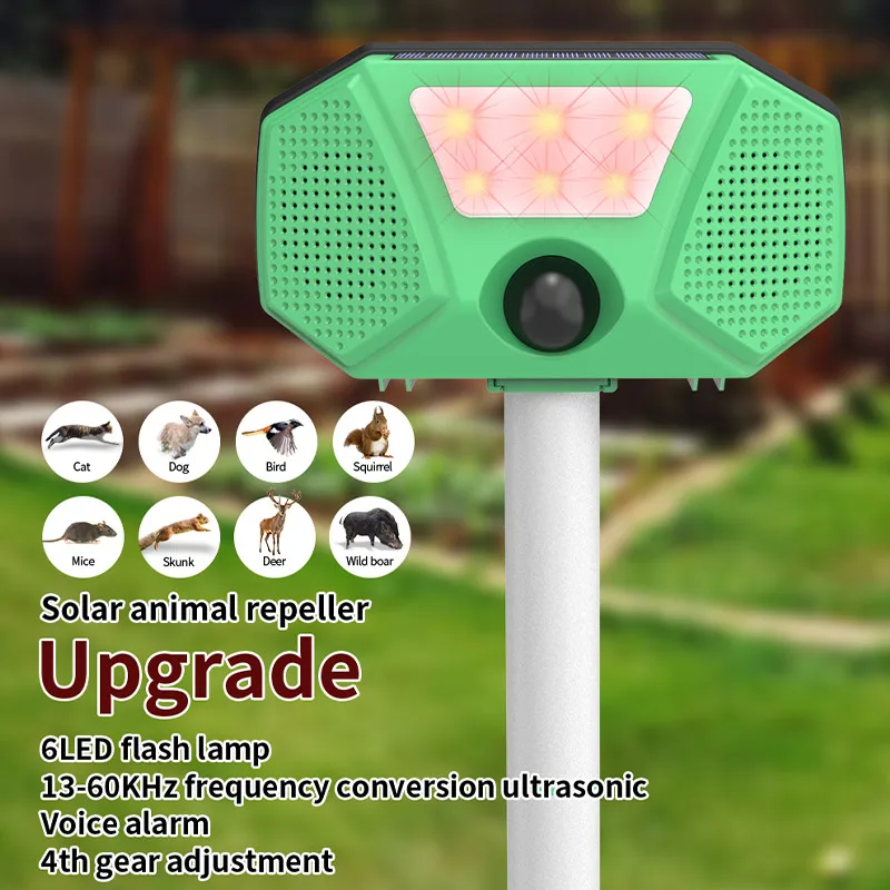 Saijzek New 360 Outdoor Solar Powered Ultrasonic Smart Animal Repellent Deer/Cat/Monkey/Wild Pig/Bird Repeller factory