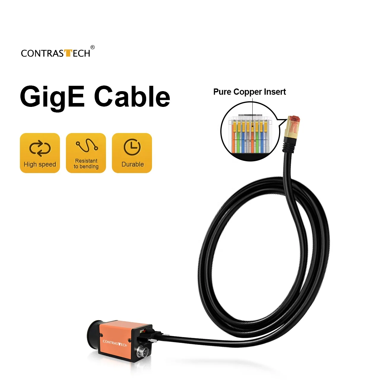 Low Cost RJ45 3/5/10m Ethernet CAT High Speed Data Transmission Soft GigE  Vision Cable for Industrial Camera