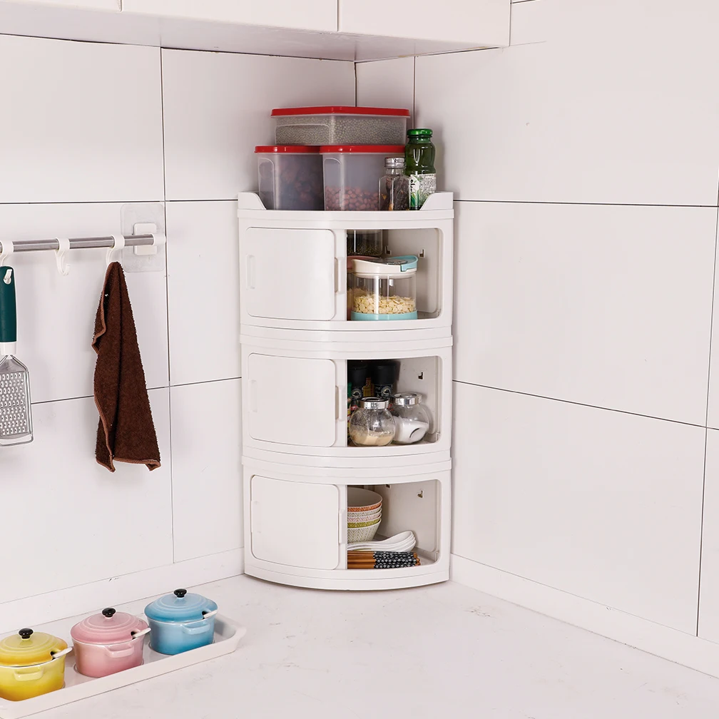 Baoyouni Plastic Stackable Storage Box Triangular Corner Organizer Bins