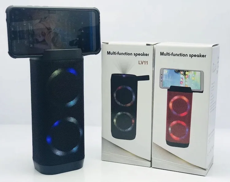 New Arrival Colorful LED Light BT Speaker LV11 Wireless Portable Speaker Support FM USB Aux Outdoor Speaker