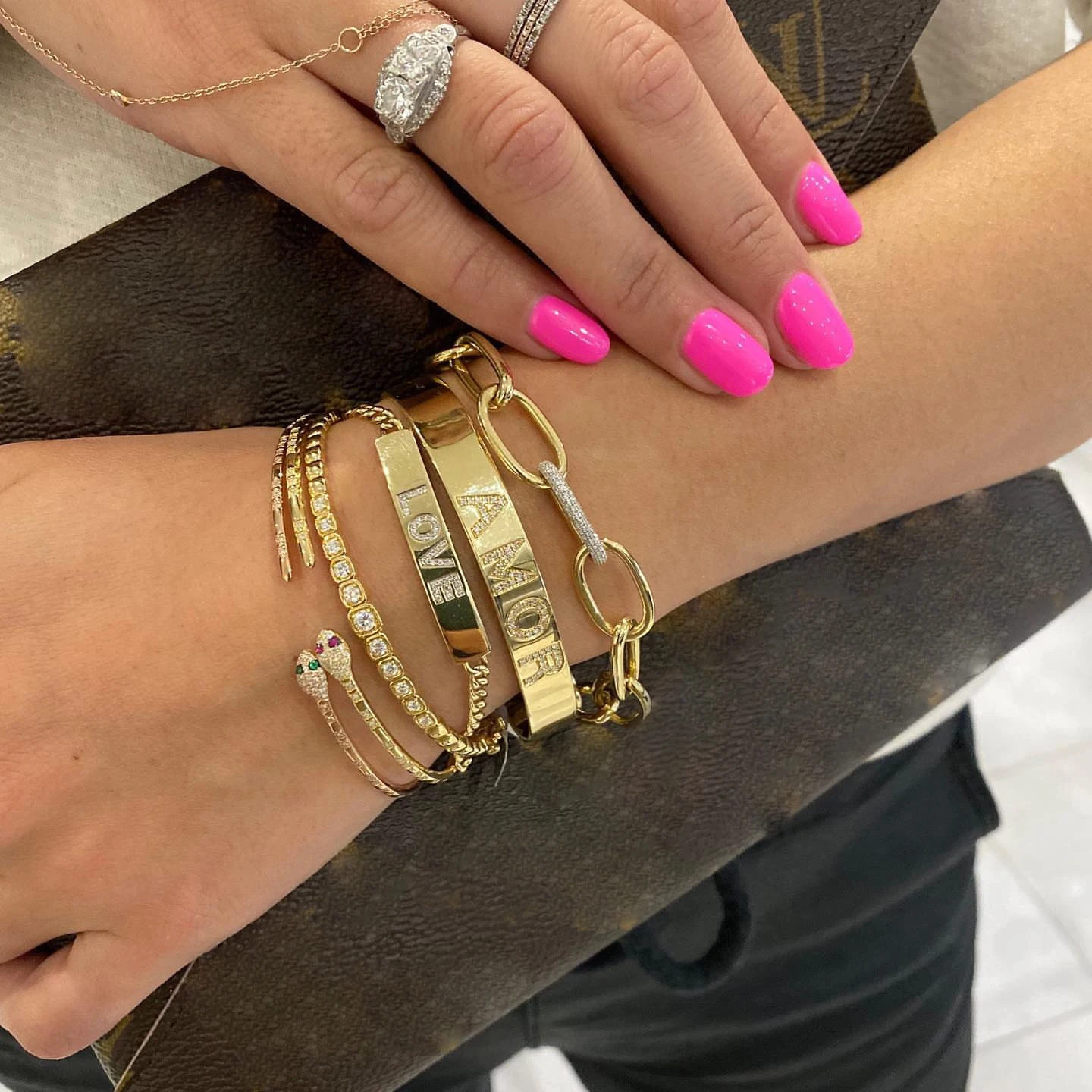 Gold Plated Inlay Zircon Open Adjusted Size Wrap Snake Bangle Bracelet for Women