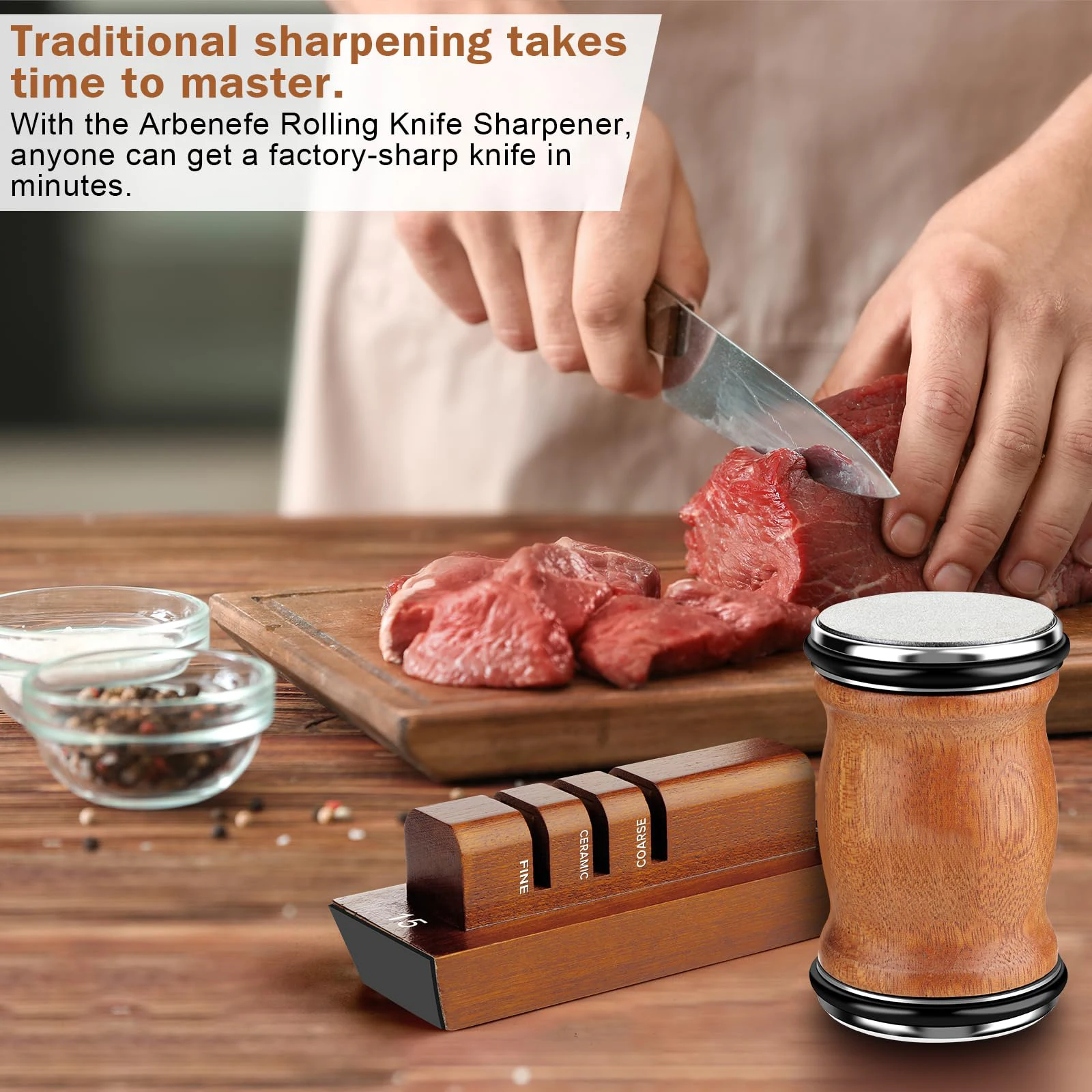 Rolling Knife Sharpener Tool Kit 5 In 1 Knife Sharpening For Steel Of