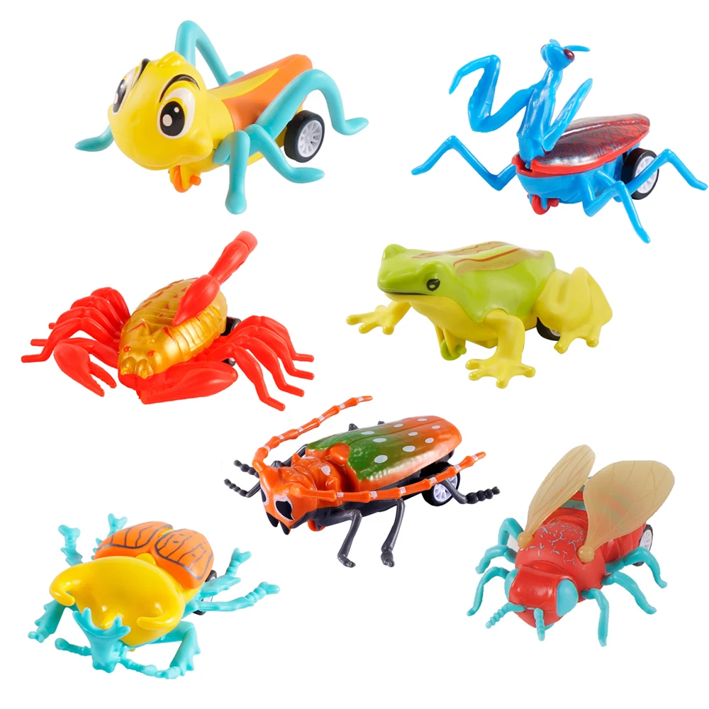 Bulk 2024 Cheap Mini Plastic Pull Back Insect Reptile Animal Promotional Toy