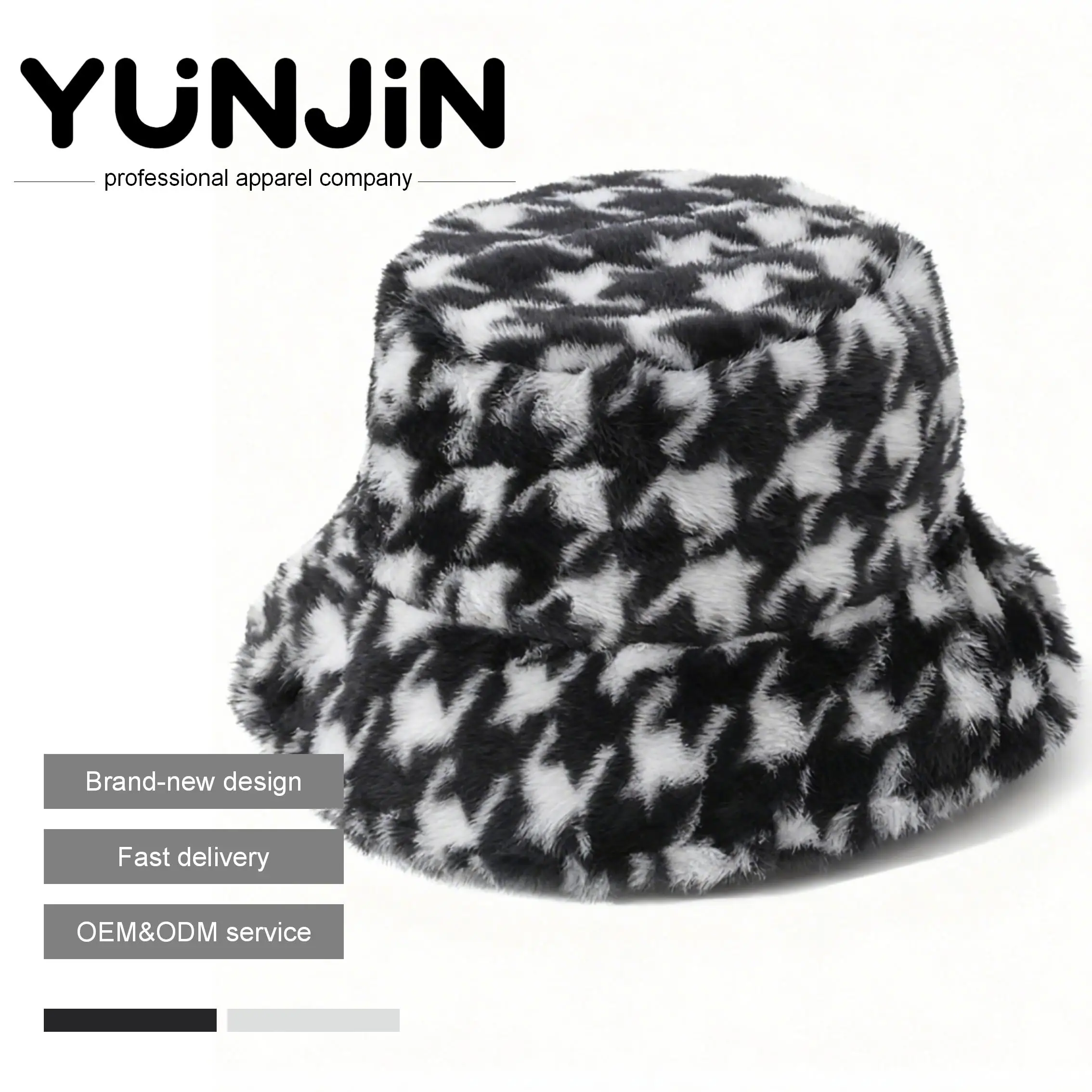 YUNJIN Unisex Vintage Plaid Fuzzy Bucket Hat Soft