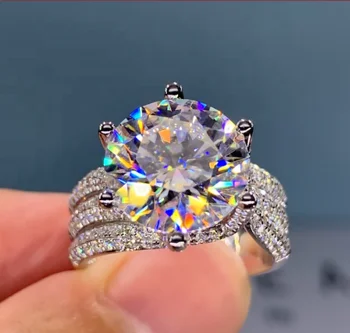 Luxury Diamond Wedding Rings Moissanite Ring Sterling Silver Rings For Women