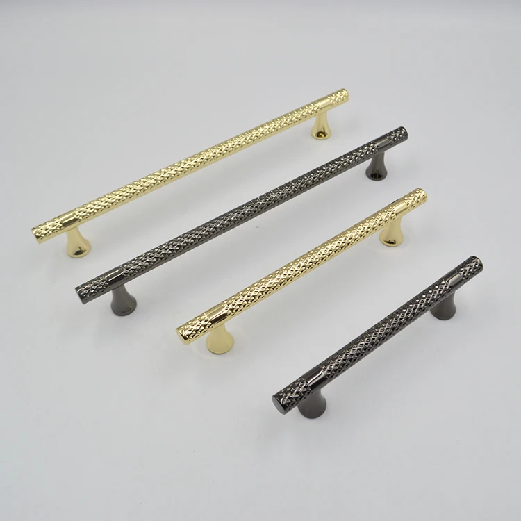 Hiwell Vintage Luxury Gold Brass Pull Handle Knurled Nickel