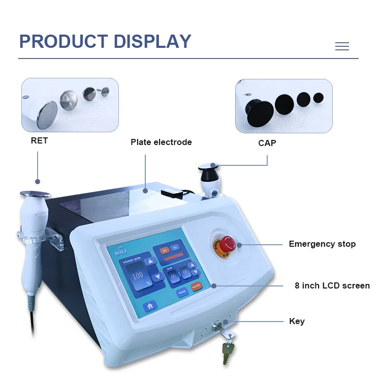 Fast Shipping RET CAP Handles RF Tecar Pain Shortwave Diathermy  Physiotherapy 448kHz Smart Machine Tecar Therapy Machine
