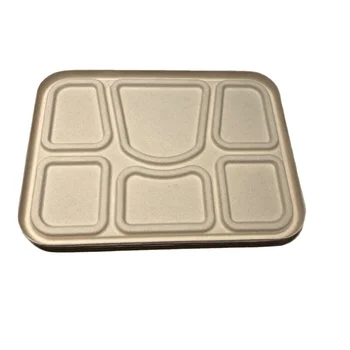 100% Compostable 6Compartment Bagasse Box Lids, Made from Eco-Friendly and Biodegradable Sugarcane Fibers