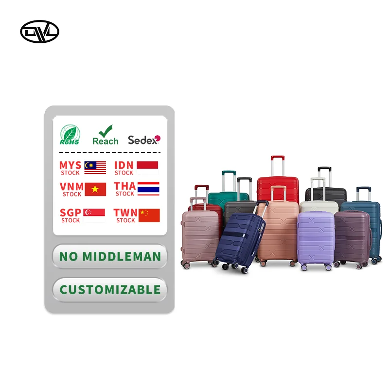 Fashion Luggage Sets with TSA Lock Variety of Colors & Customizable Logo Polyester Lining PP Material Match Body Color