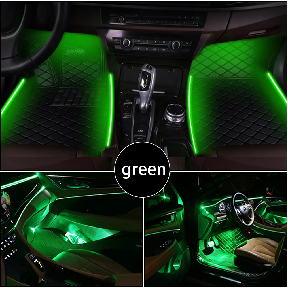 Tappetini Auto Universali Con Strisce LED - Set 4 Pezzi In Finta Pelle Nera, Controllo Tramite App, Antiscivolo, Impermeabili, Per Auto E SUV
