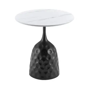 Bronze metal base crystal clear Onyx tea side table corner end table