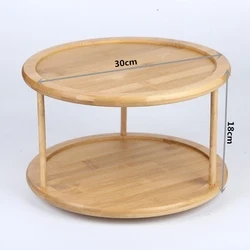 Bamboo Revolving Spice Rack Functional Shelf Kitchen Rack