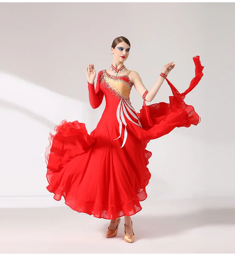 OCTS7050 vestido de baile rojo mujeres damas adultos vals Tango