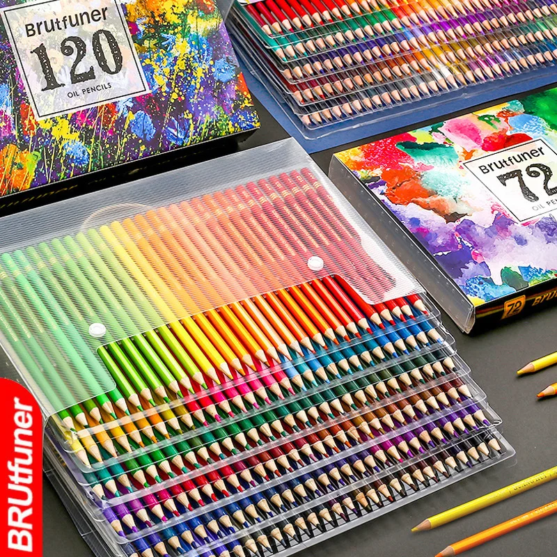BRUTFUNER 72-Color Students Graffiti Water Soluble Wooden Drawing