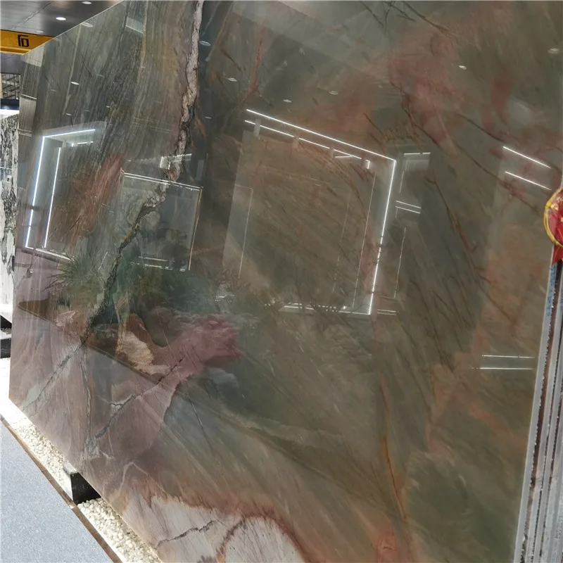 product luxury jade dark green quartzite stone polished natural stone for luxury home design for bathroom decoration-3