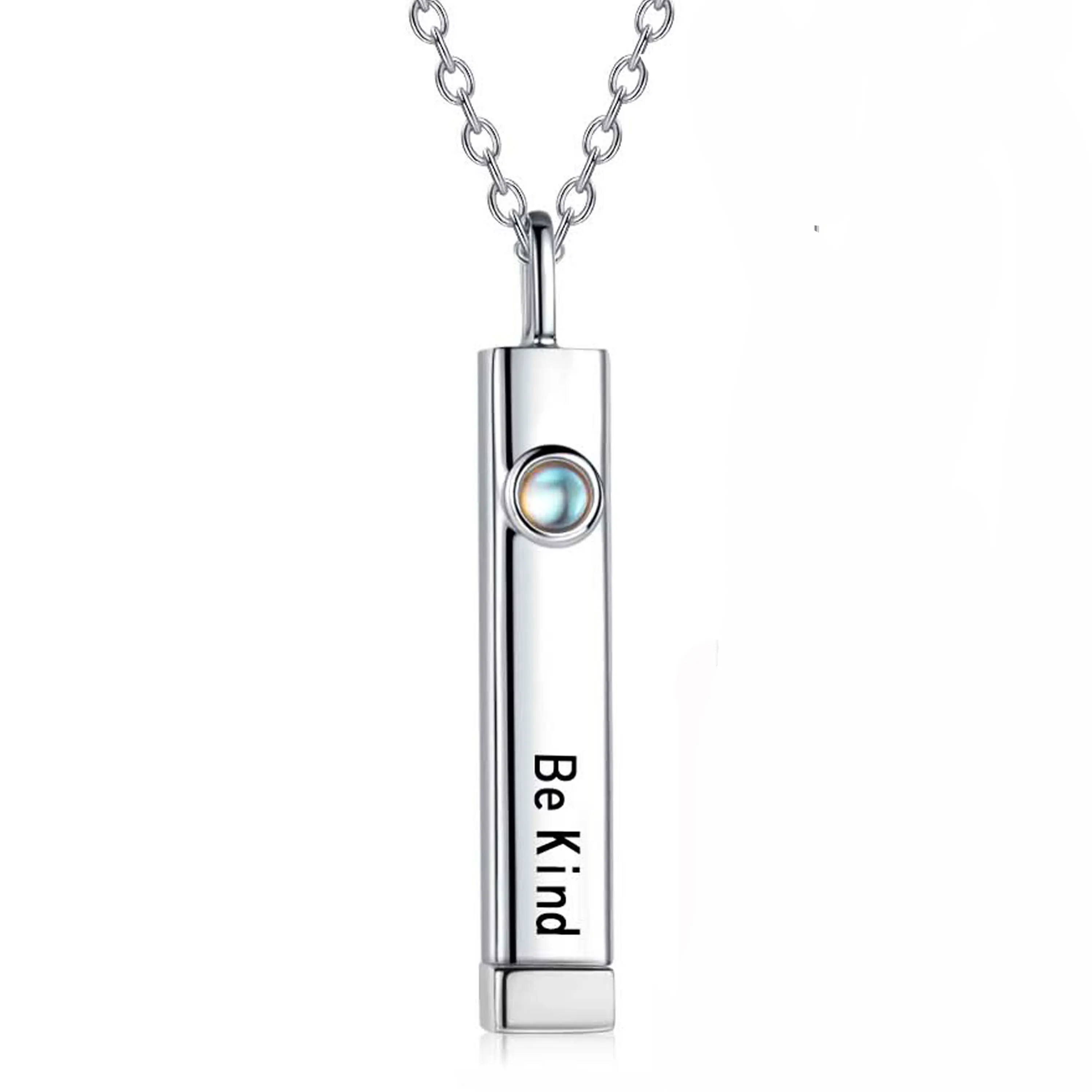 925 Sterling Silver Be Kind Necklace with Hidden Message 3D