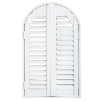 wooden interior arched 89mm louver blade window plantation shutters from china